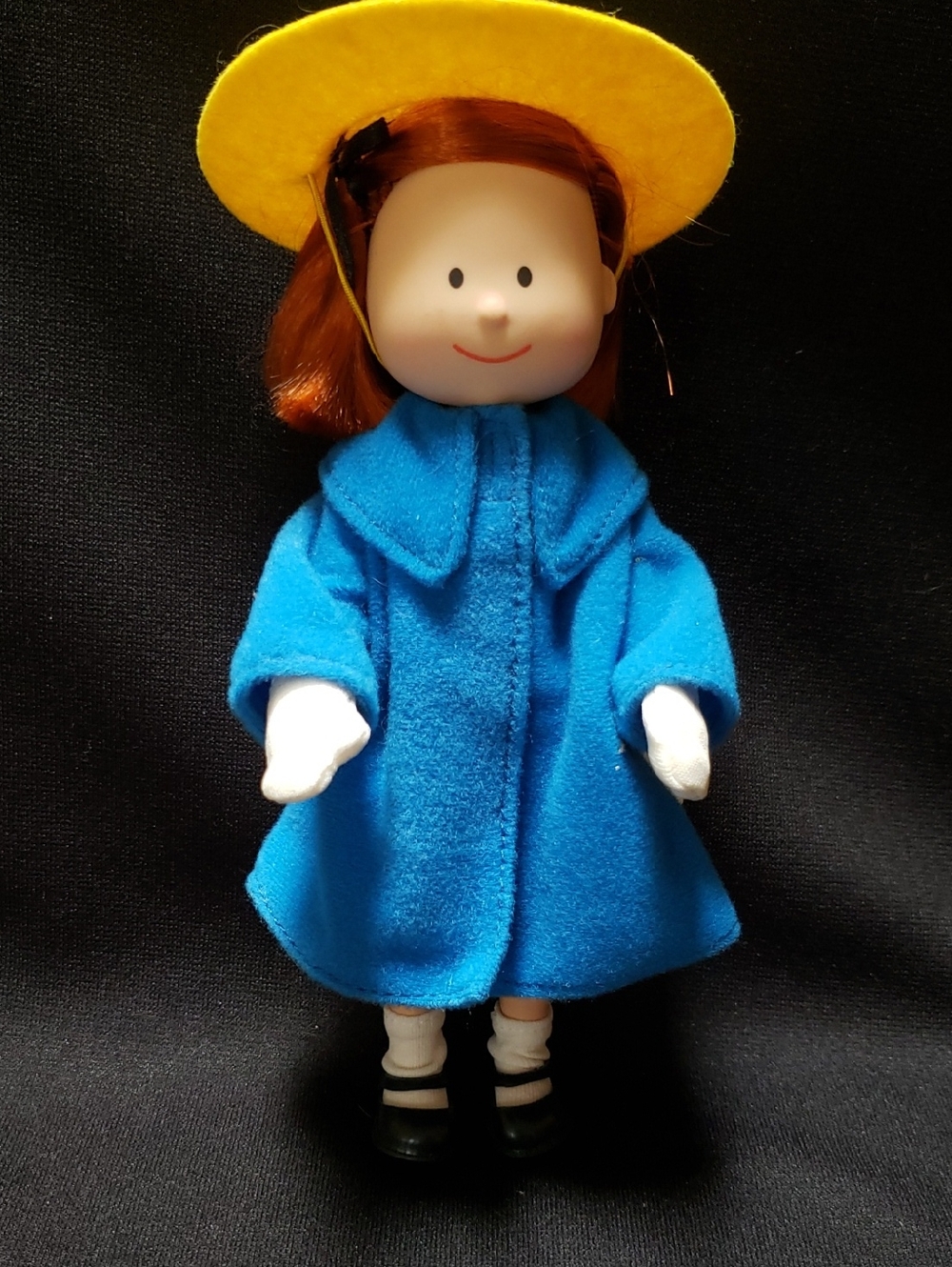 Vintage 1996 Madeline Doll in Bright Blue Coat and Yellow Hat